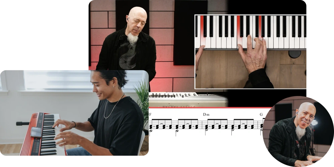 Collage showing pianists