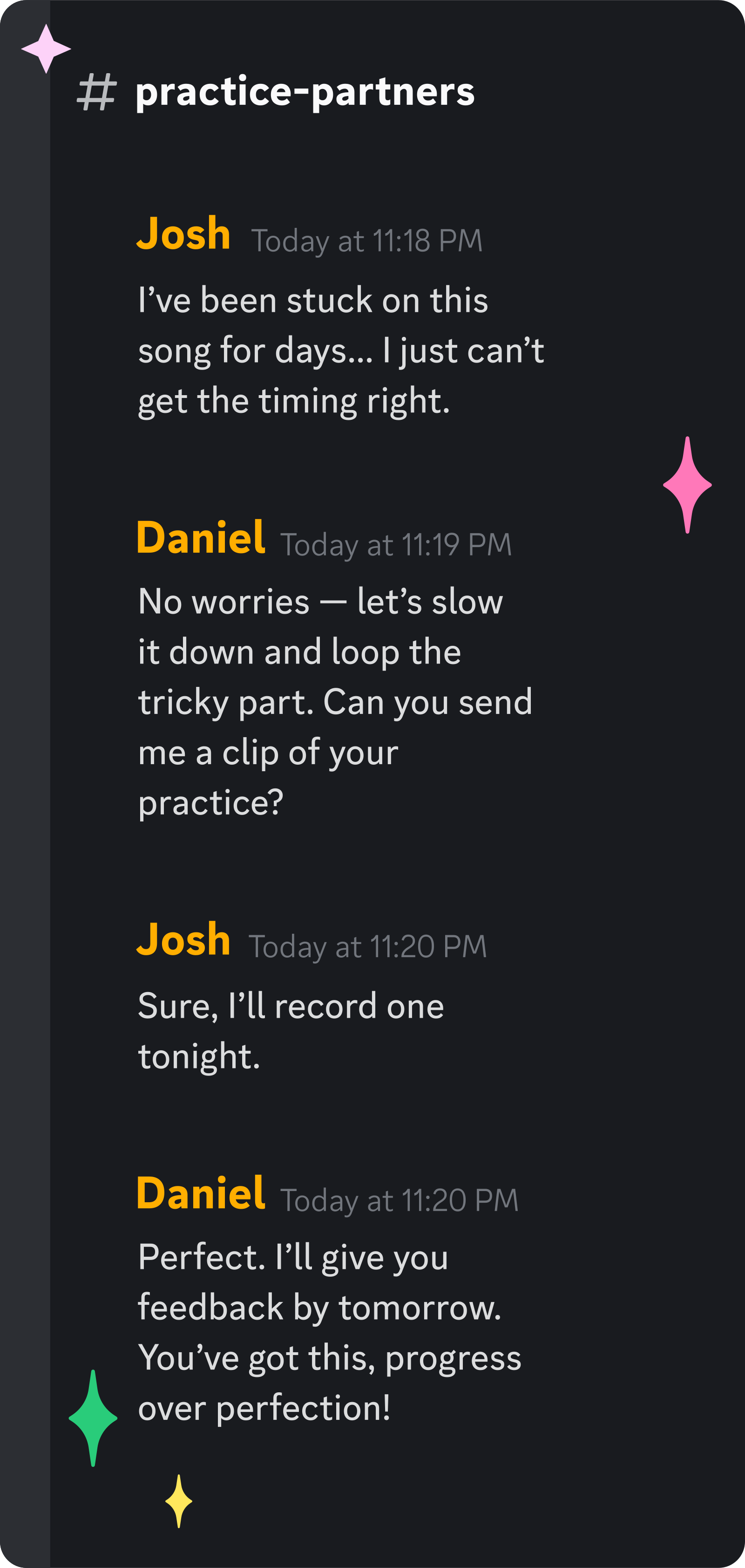 Discord Private Study Group Interface