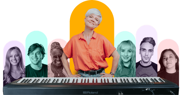 Musora mentors behind a keyboard